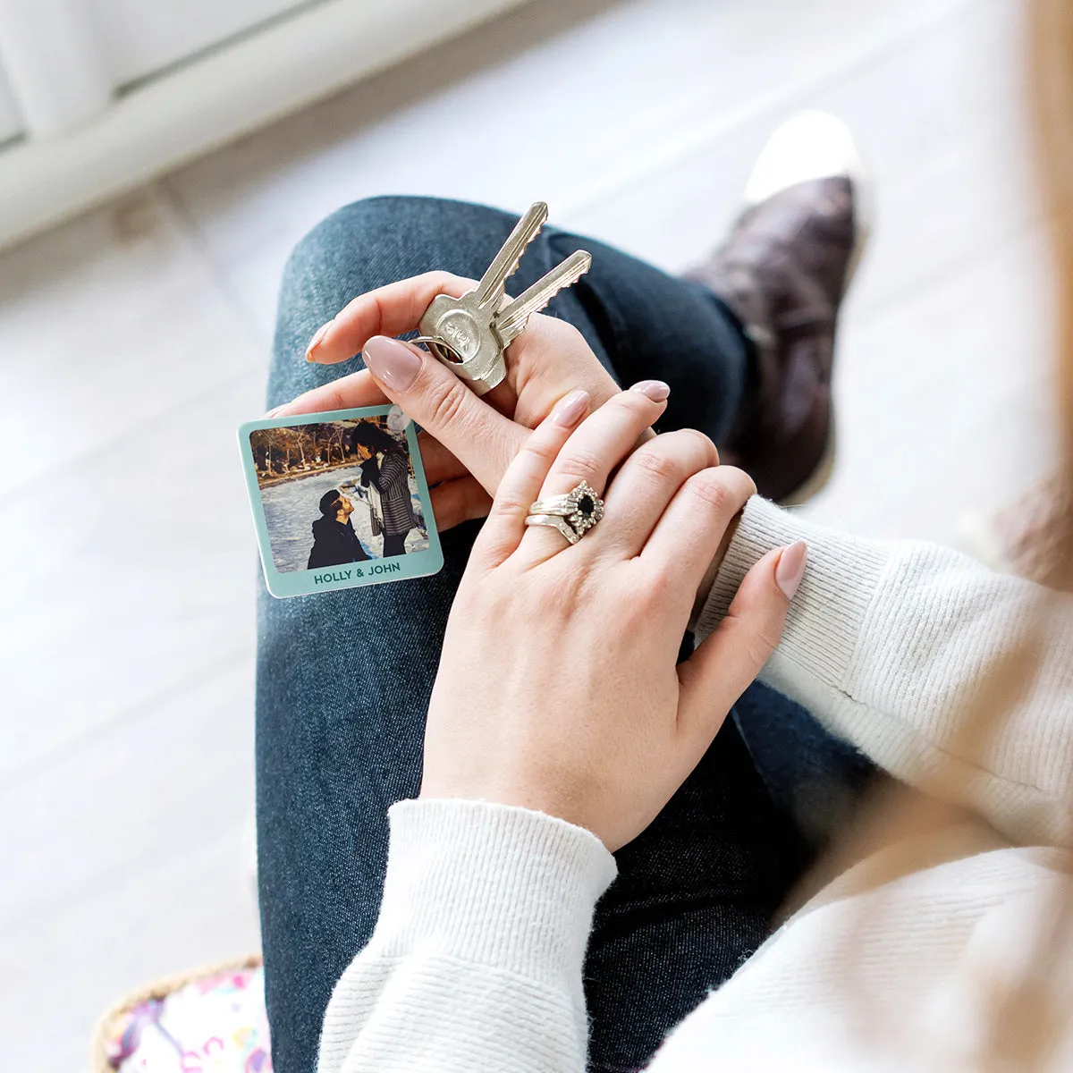 Personalised Couple's Calendar Photo Keyring