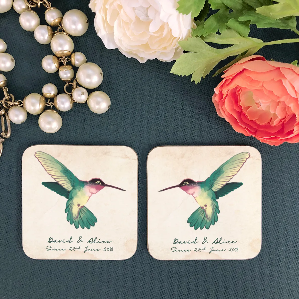 Personalised Couple's Hummingbirds Mug Set