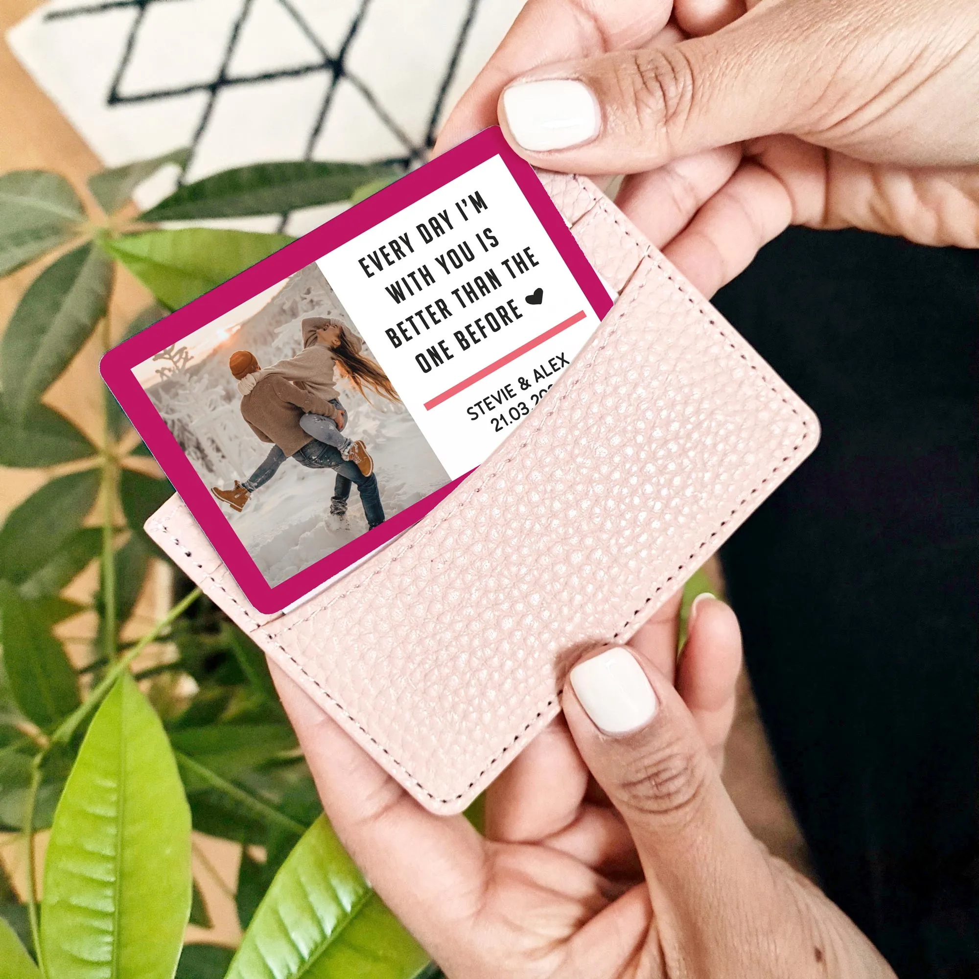 Personalised Couple's Metal Keepsake Wallet Card