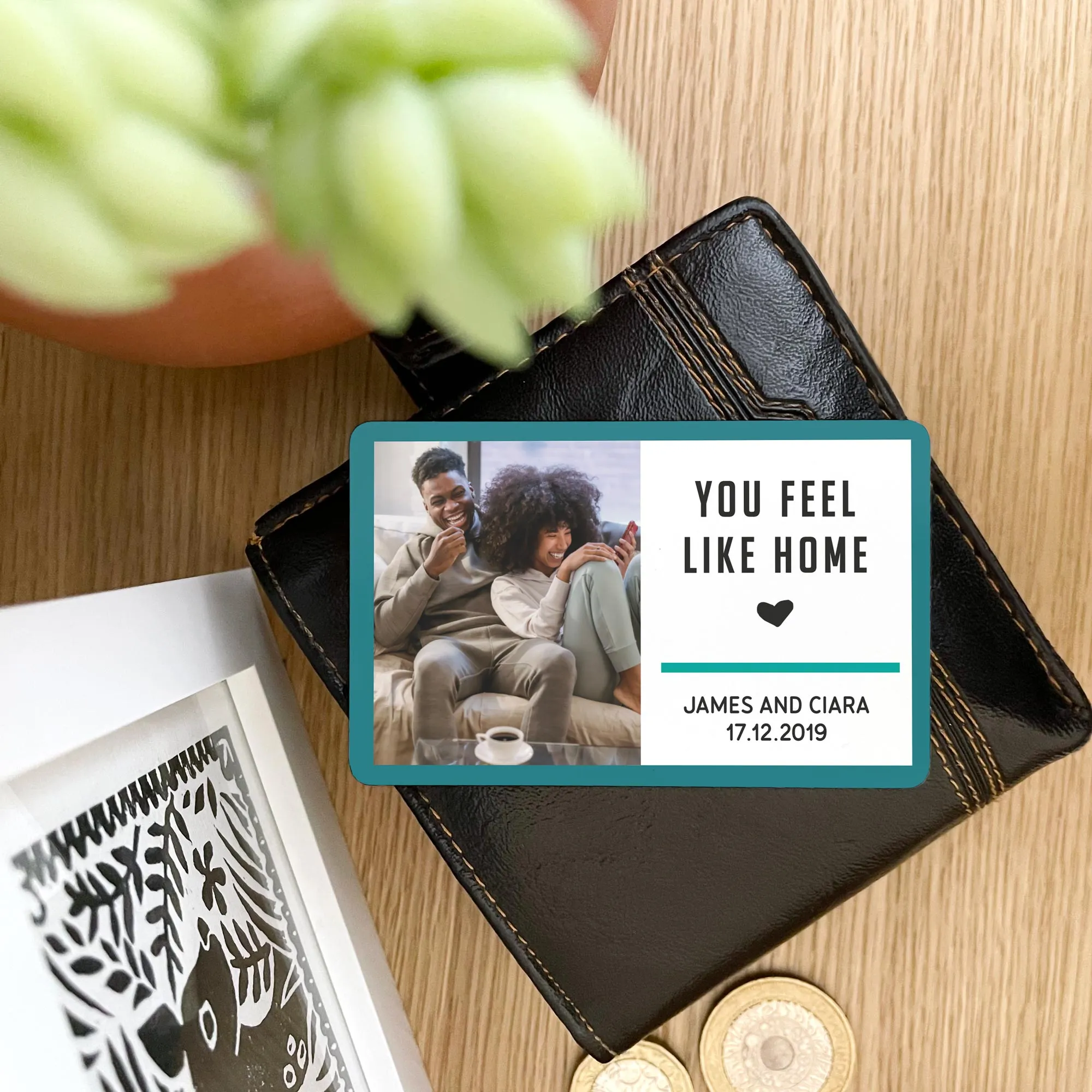 Personalised Couple's Metal Keepsake Wallet Card