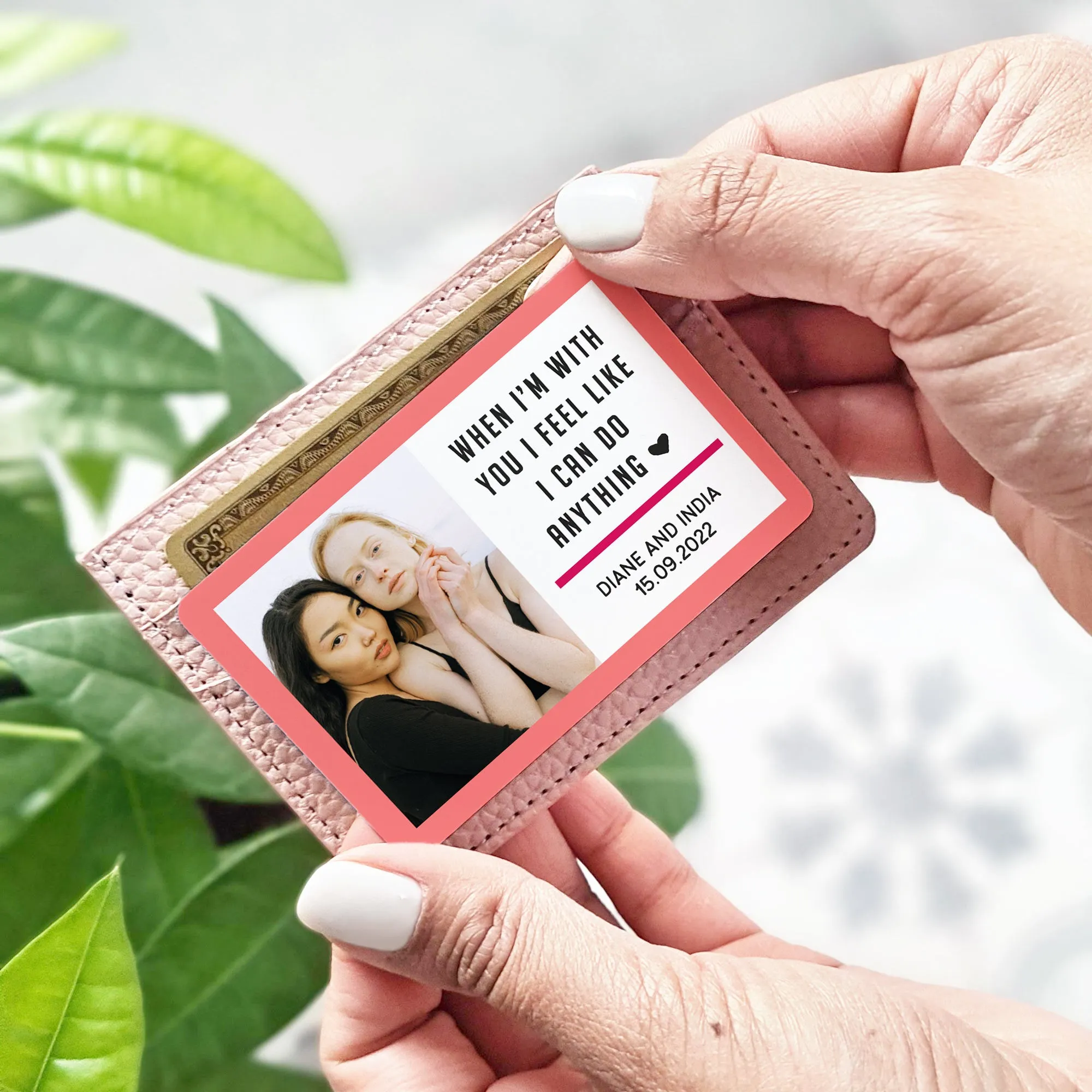 Personalised Couple's Metal Keepsake Wallet Card