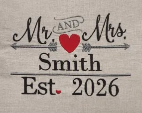 Personalized Wedding Pillow with cover and insert