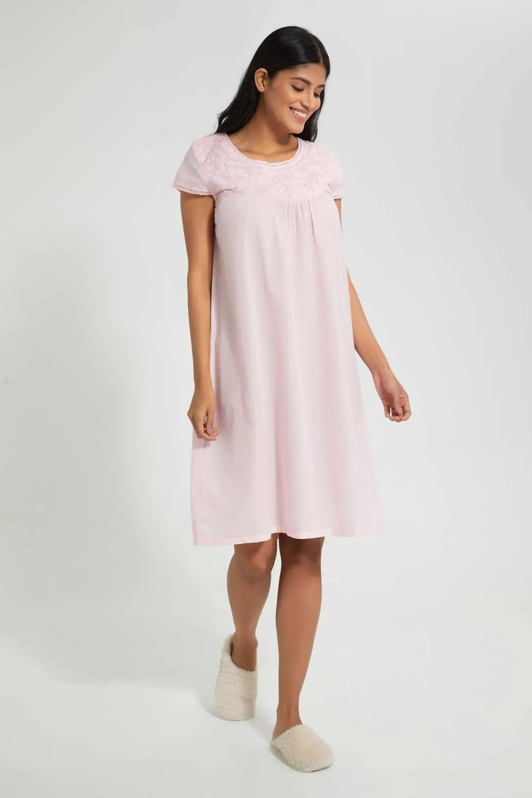 Pink Embroidered Nightgown