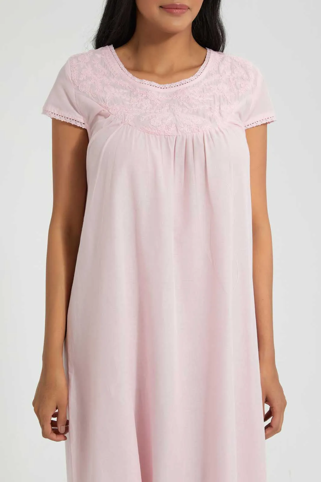 Pink Embroidered Nightgown