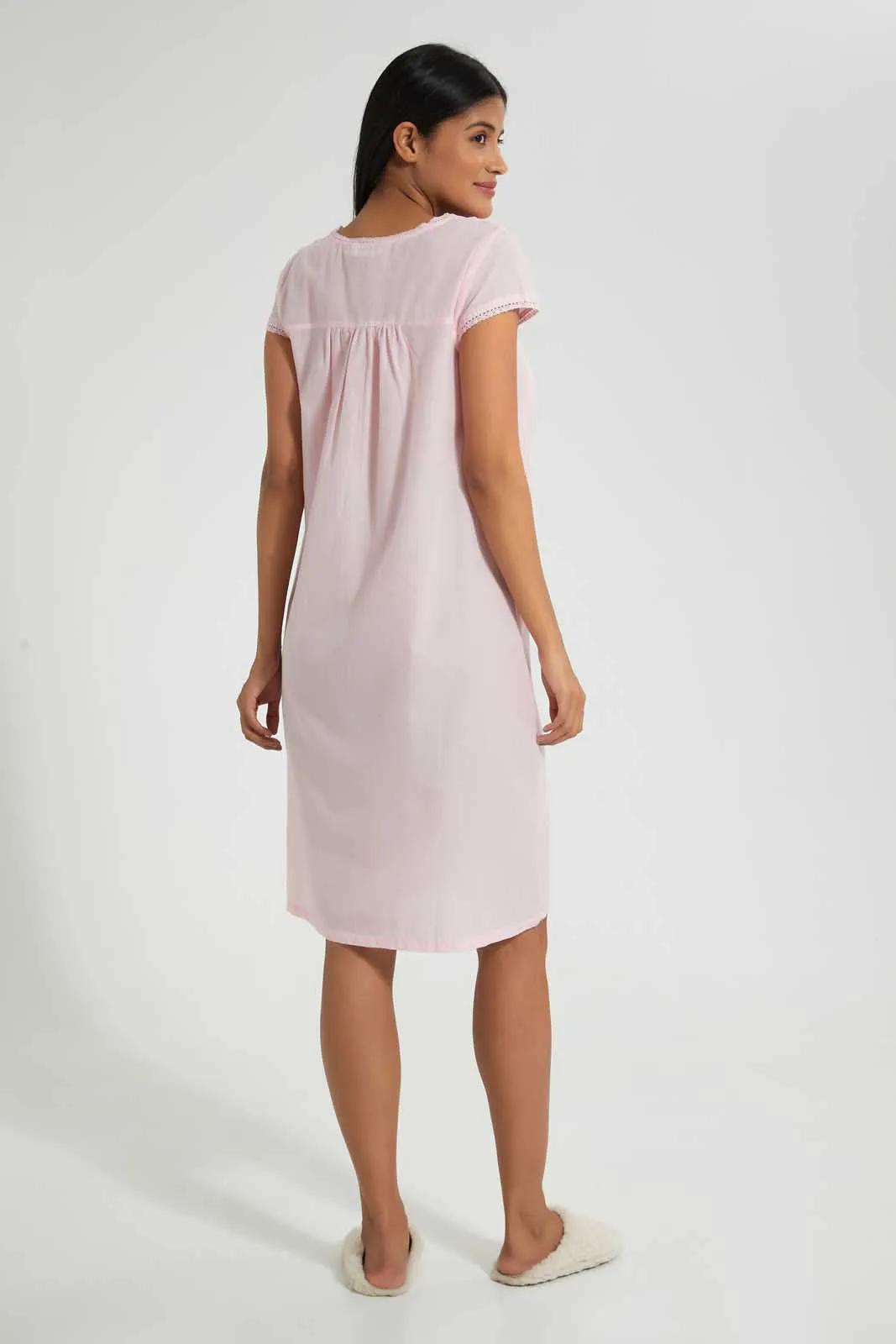 Pink Embroidered Nightgown