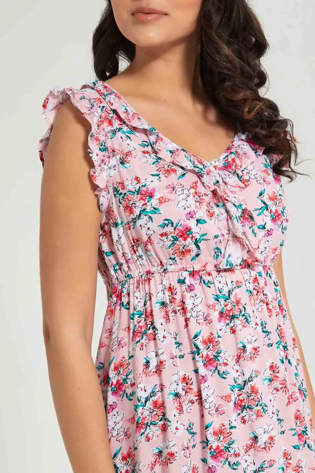 Pink Floral Print Nightgown