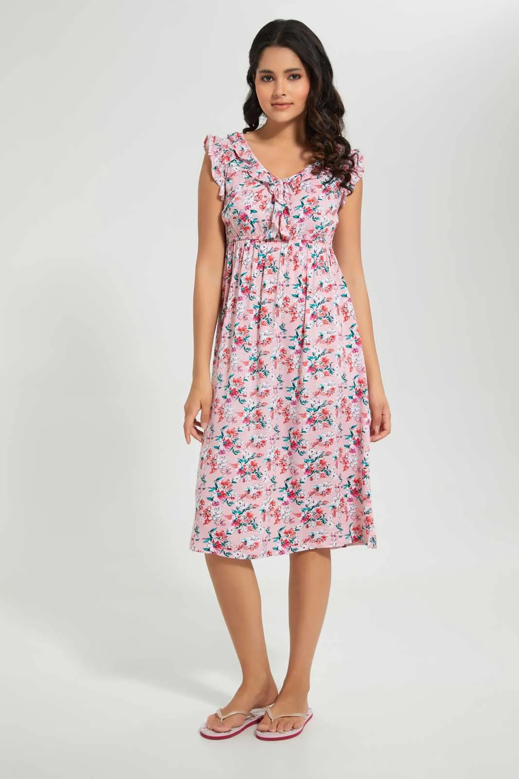 Pink Floral Print Nightgown