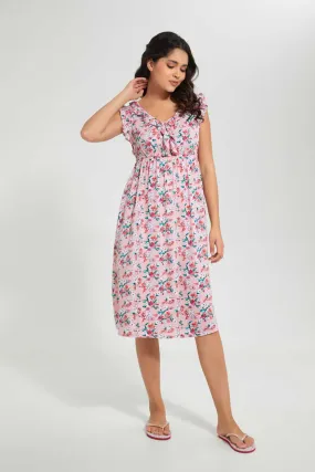 Pink Floral Print Nightgown