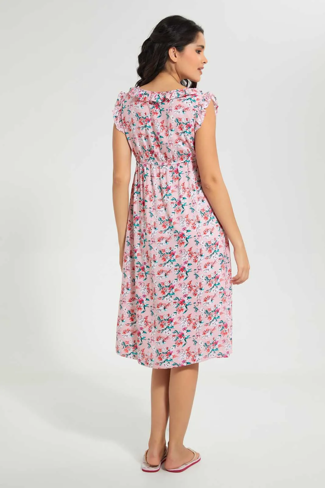 Pink Floral Print Nightgown