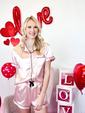 Pink Satin Pajama Set