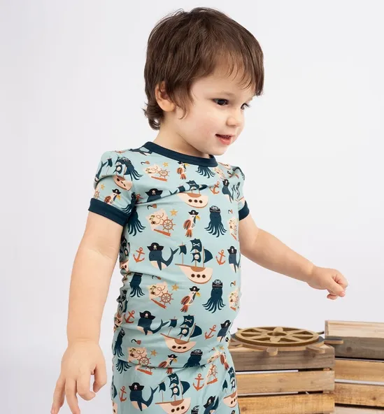 Pirate's Life Bamboo Short Sleeve Kids Pajama Pants Set