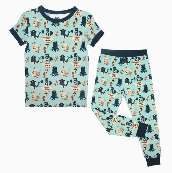 Pirate's Life Bamboo Short Sleeve Kids Pajama Pants Set