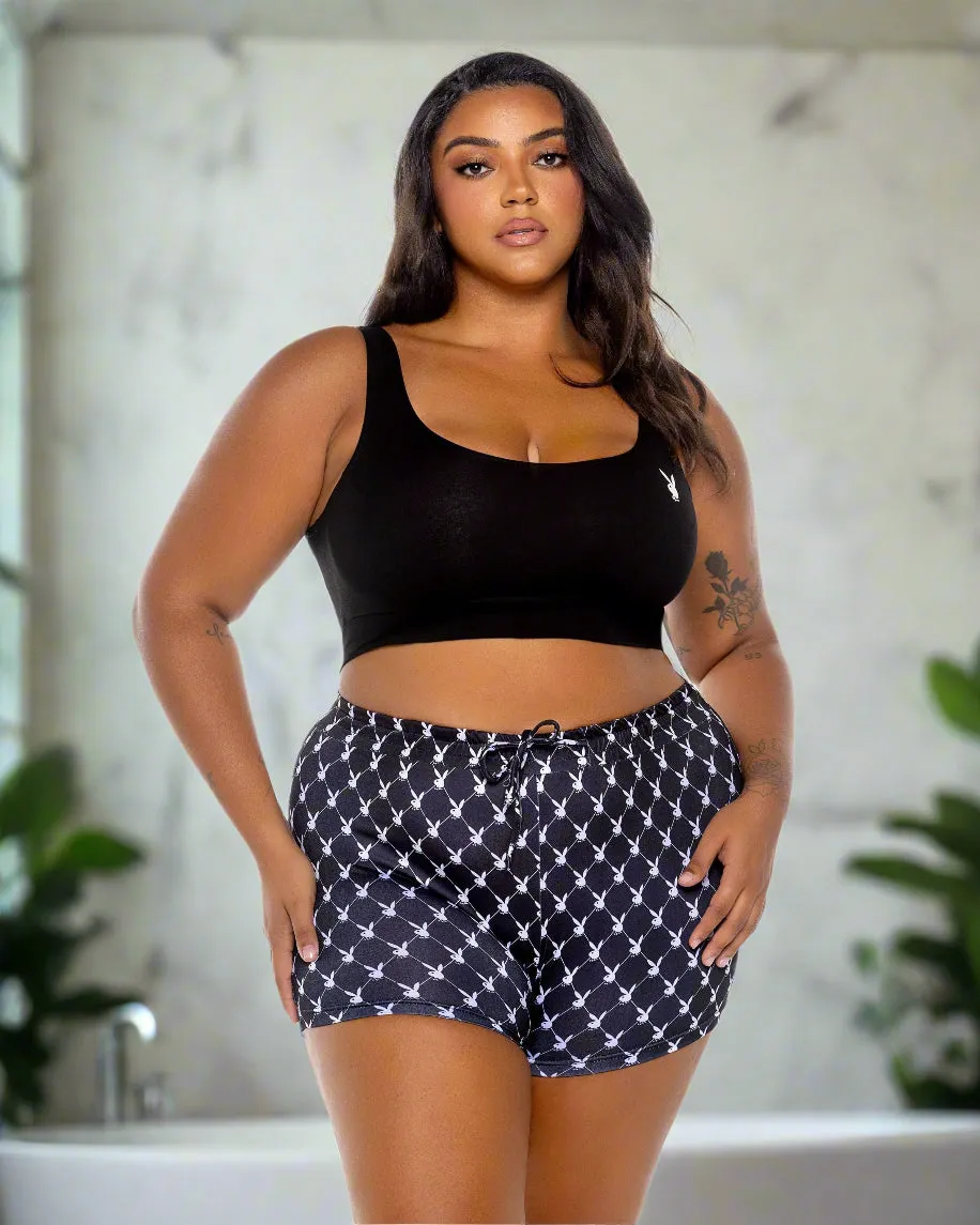 Playboy Bunny Slumber Black Tank Top & Highwaisted Short Loungewear