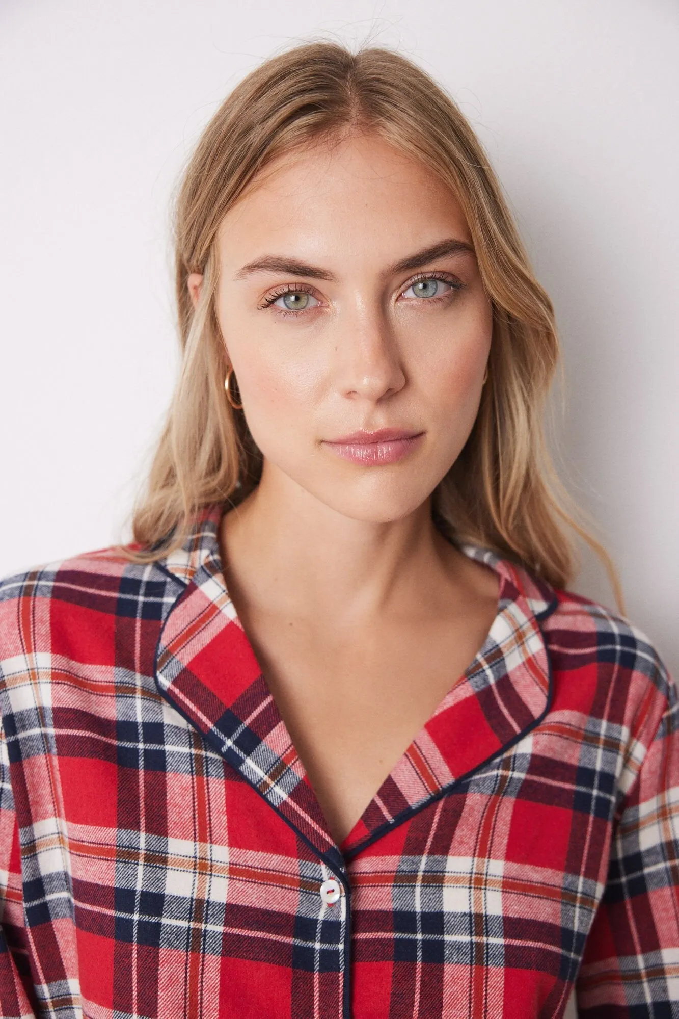 Red checked shirt pajamas 100% cotton