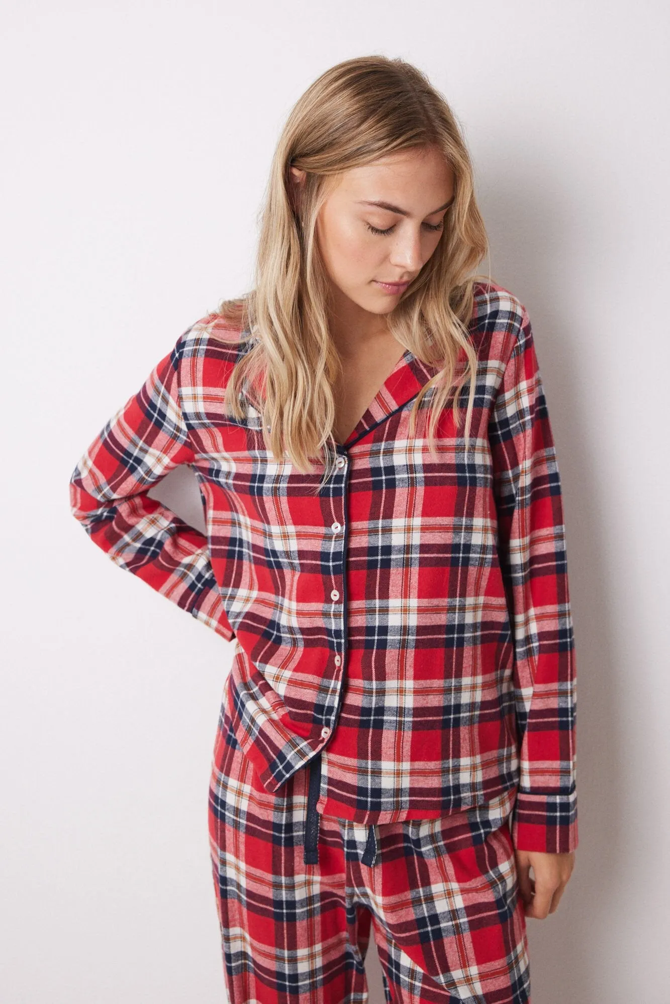 Red checked shirt pajamas 100% cotton