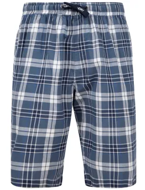 Redlock Checked Cotton Woven Lounge Pyjama Shorts In Medieval Blue - Tokyo Laundry