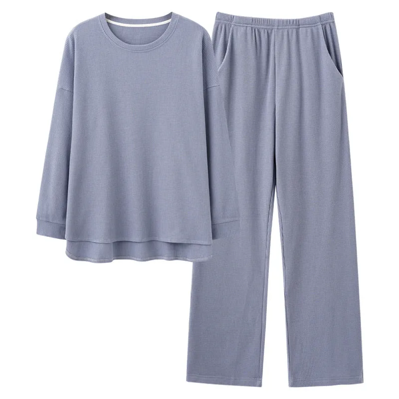 Ribbed Waffle Pattern Casual Pajamas