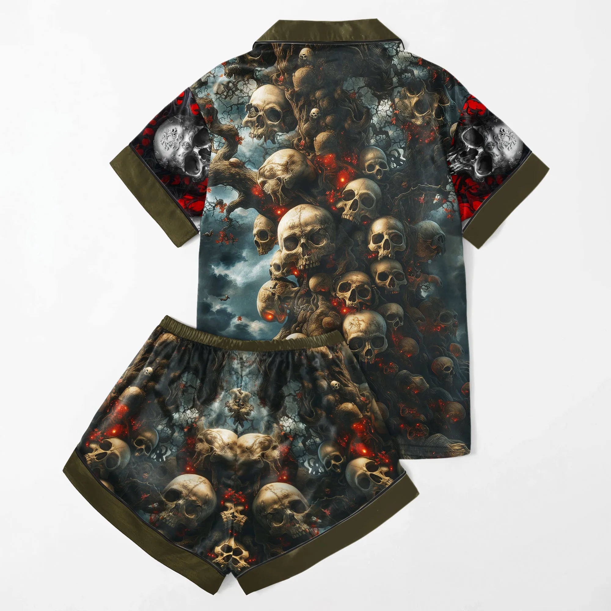 Skull Abstract Art Women's Pajama Sets Top Sleeve & Short Bottom