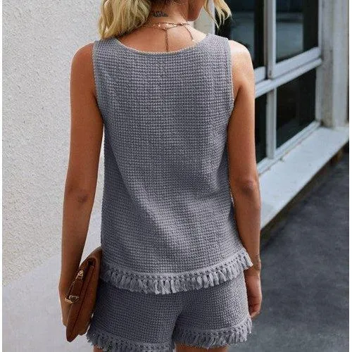 Sleeveless Top Slim Short Tassel Loungewear
