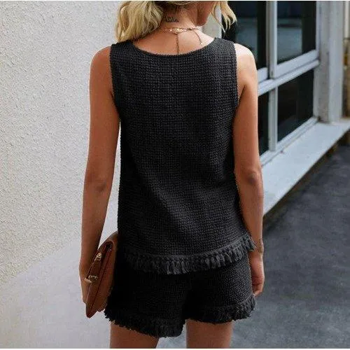 Sleeveless Top Slim Short Tassel Loungewear