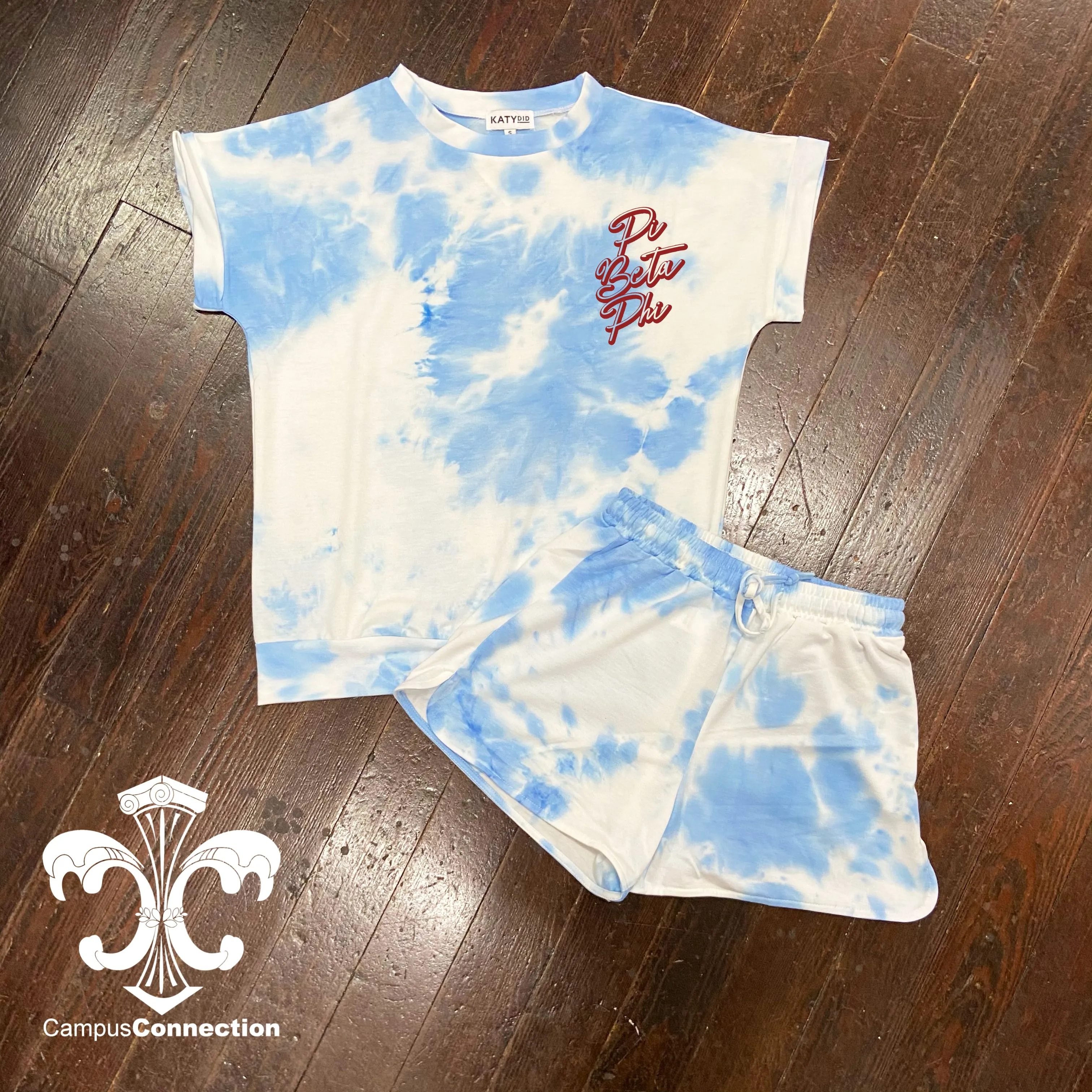 Sorority Tie Dye Loungewear Shirt and Shorts Set - Retro Script