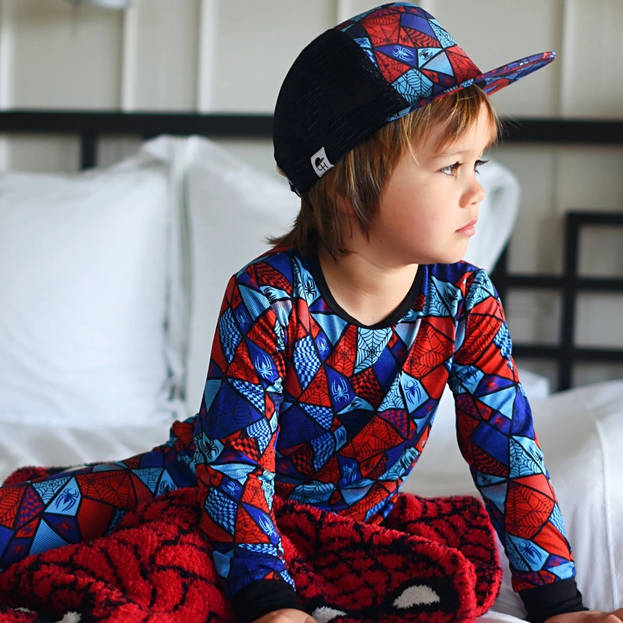 Spider Check Long Sleeve Pajamas