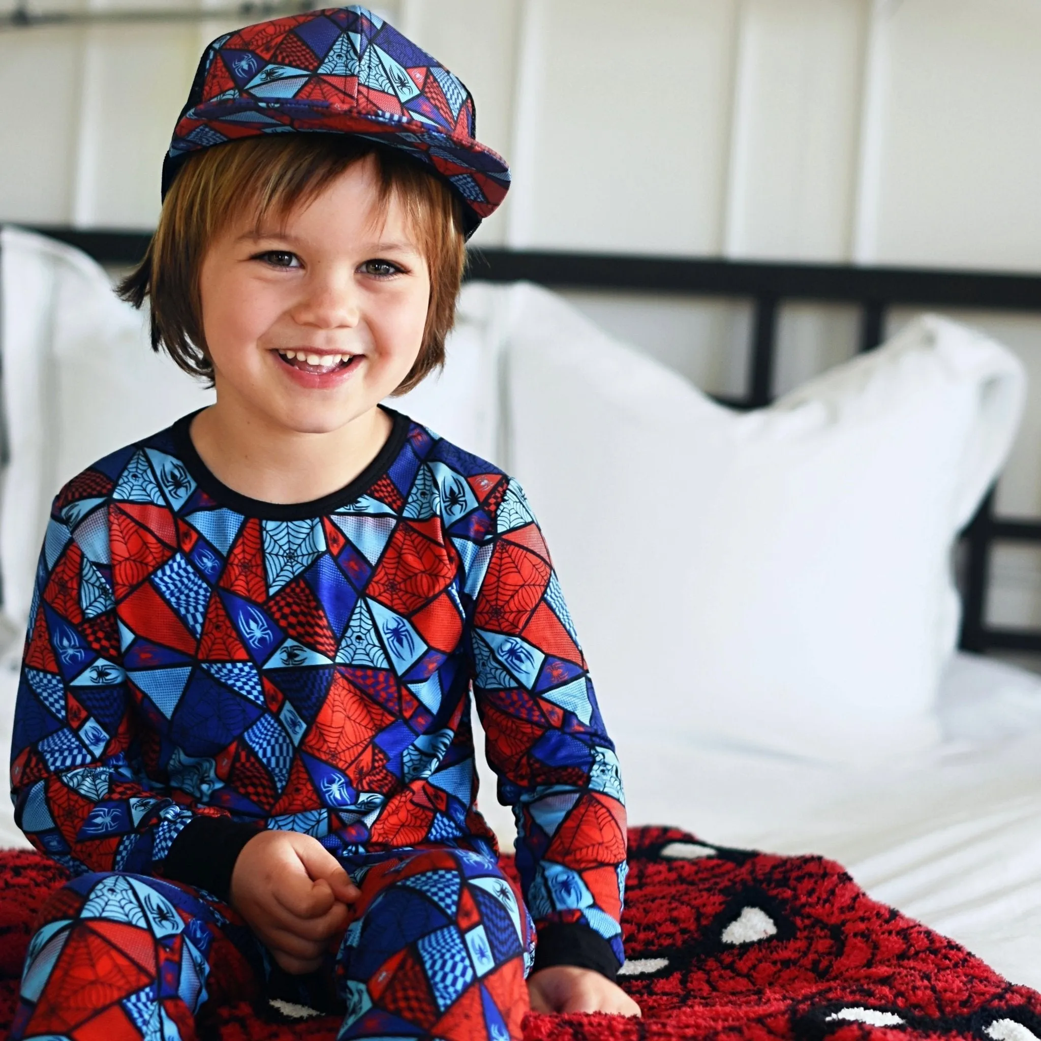 Spider Check Long Sleeve Pajamas