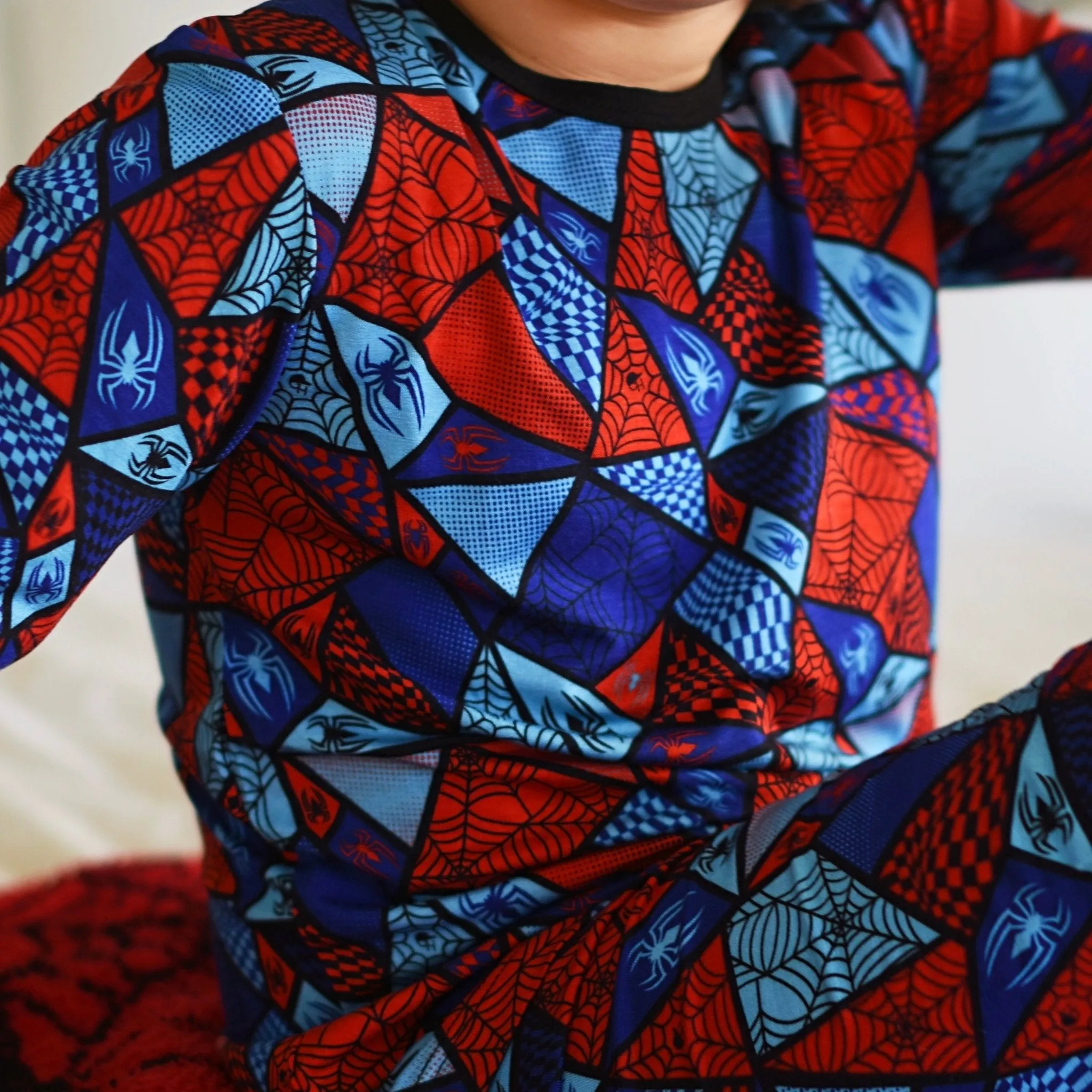 Spider Check Long Sleeve Pajamas