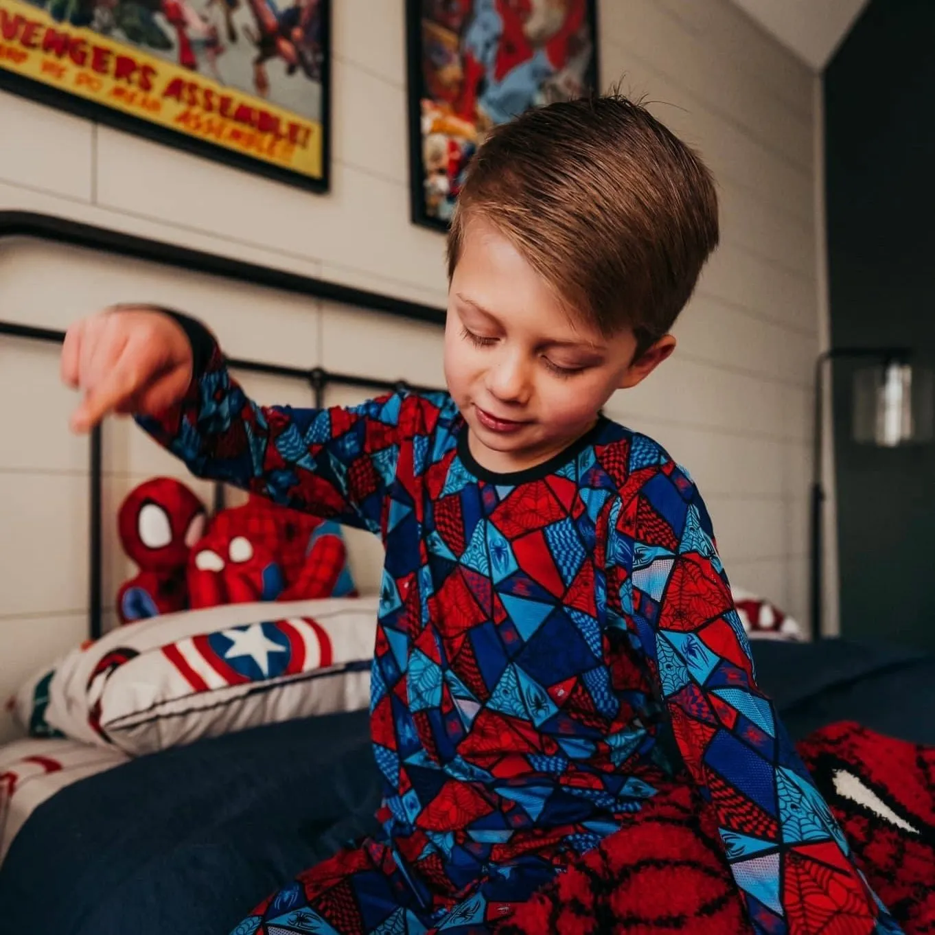 Spider Check Long Sleeve Pajamas