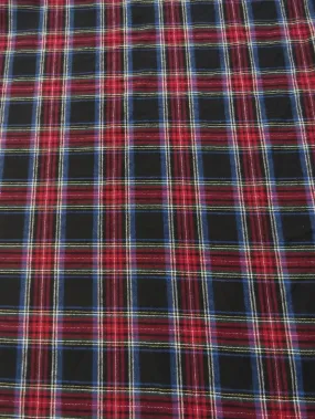 Tartan Plaid Uniform Apparel Flannel Fabric / Black/Red