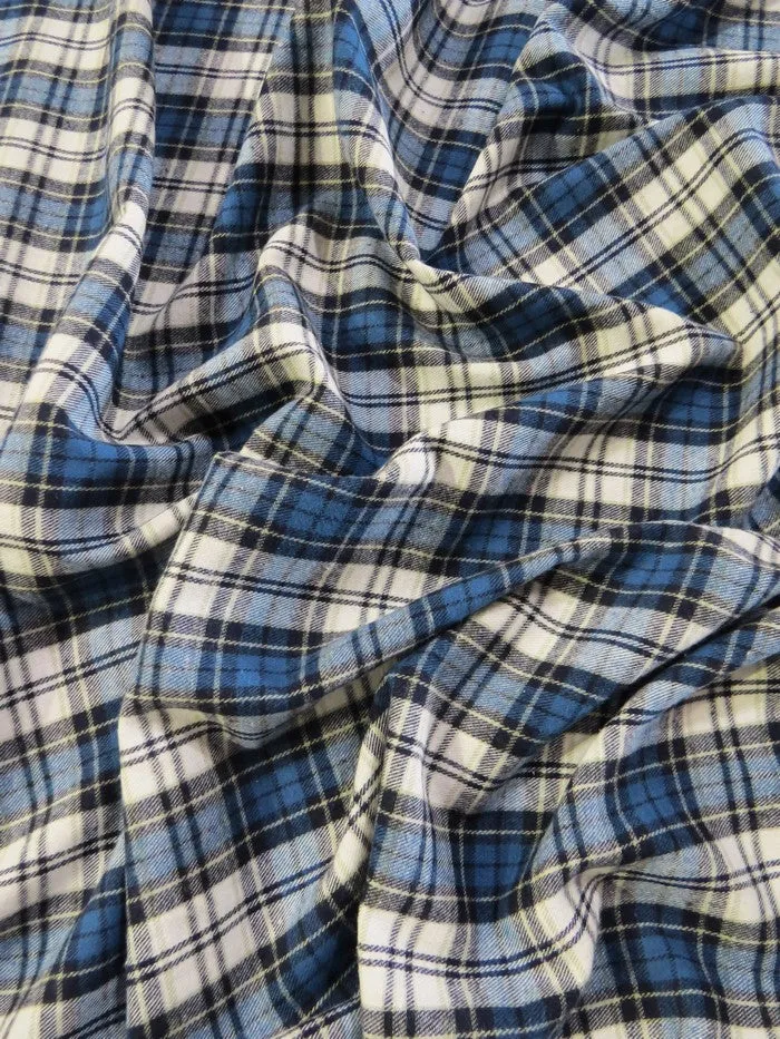 Tartan Plaid Uniform Apparel Flannel Fabric / Blue/White