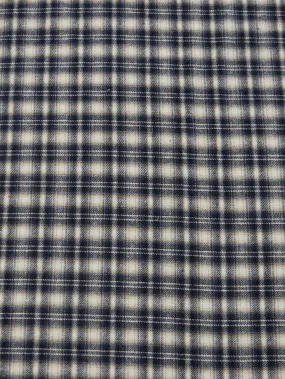 Tartan Plaid Uniform Apparel Flannel Fabric / Cream/Blue / 30 Yard Roll