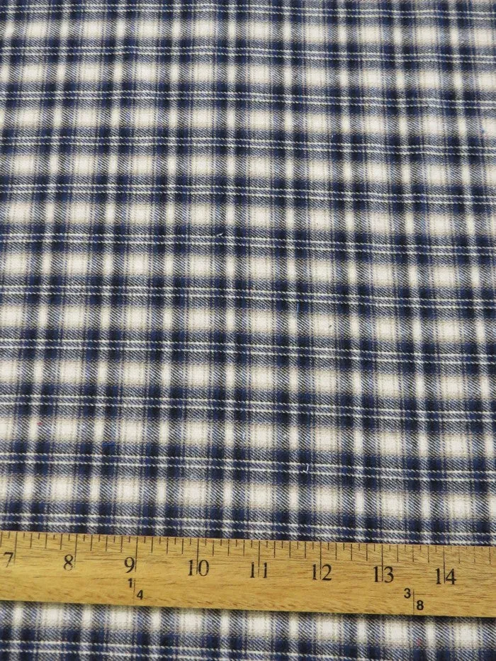 Tartan Plaid Uniform Apparel Flannel Fabric / Cream/Blue