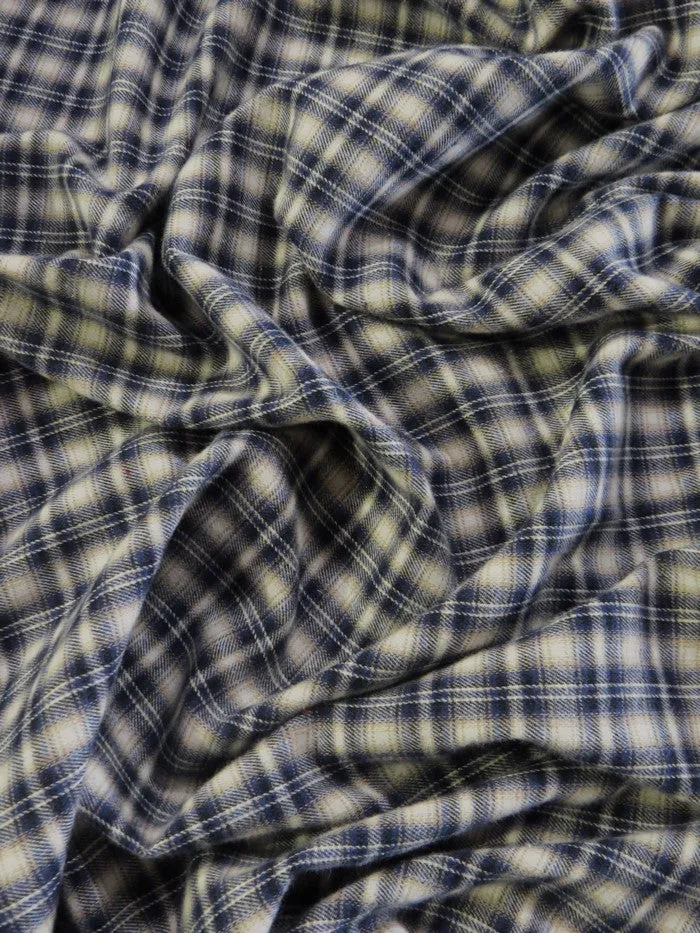 Tartan Plaid Uniform Apparel Flannel Fabric / Cream/Blue