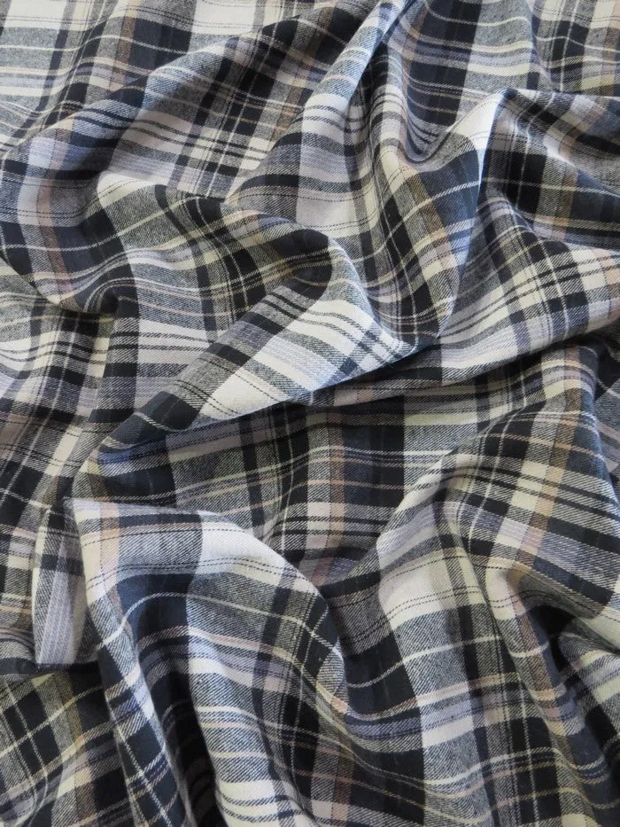 Tartan Plaid Uniform Apparel Flannel Fabric / Gray/Black/Yellow