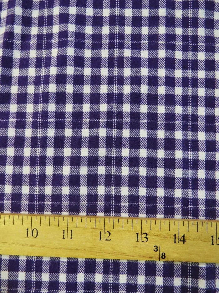 Tartan Plaid Uniform Apparel Flannel Fabric / Purple/White / Sold By The Yard