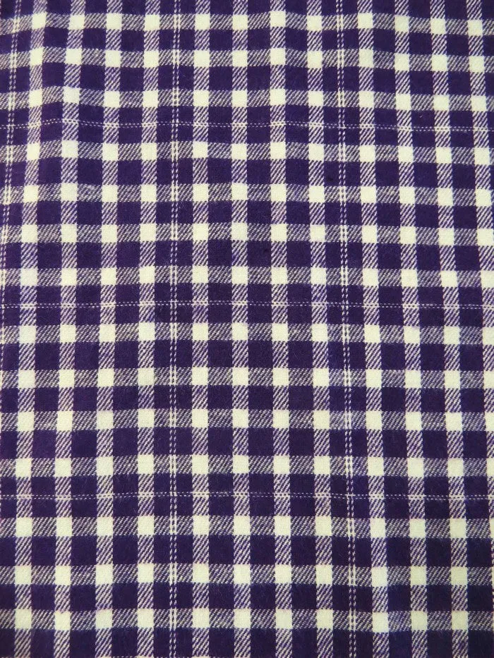 Tartan Plaid Uniform Apparel Flannel Fabric / Purple/White / Sold By The Yard