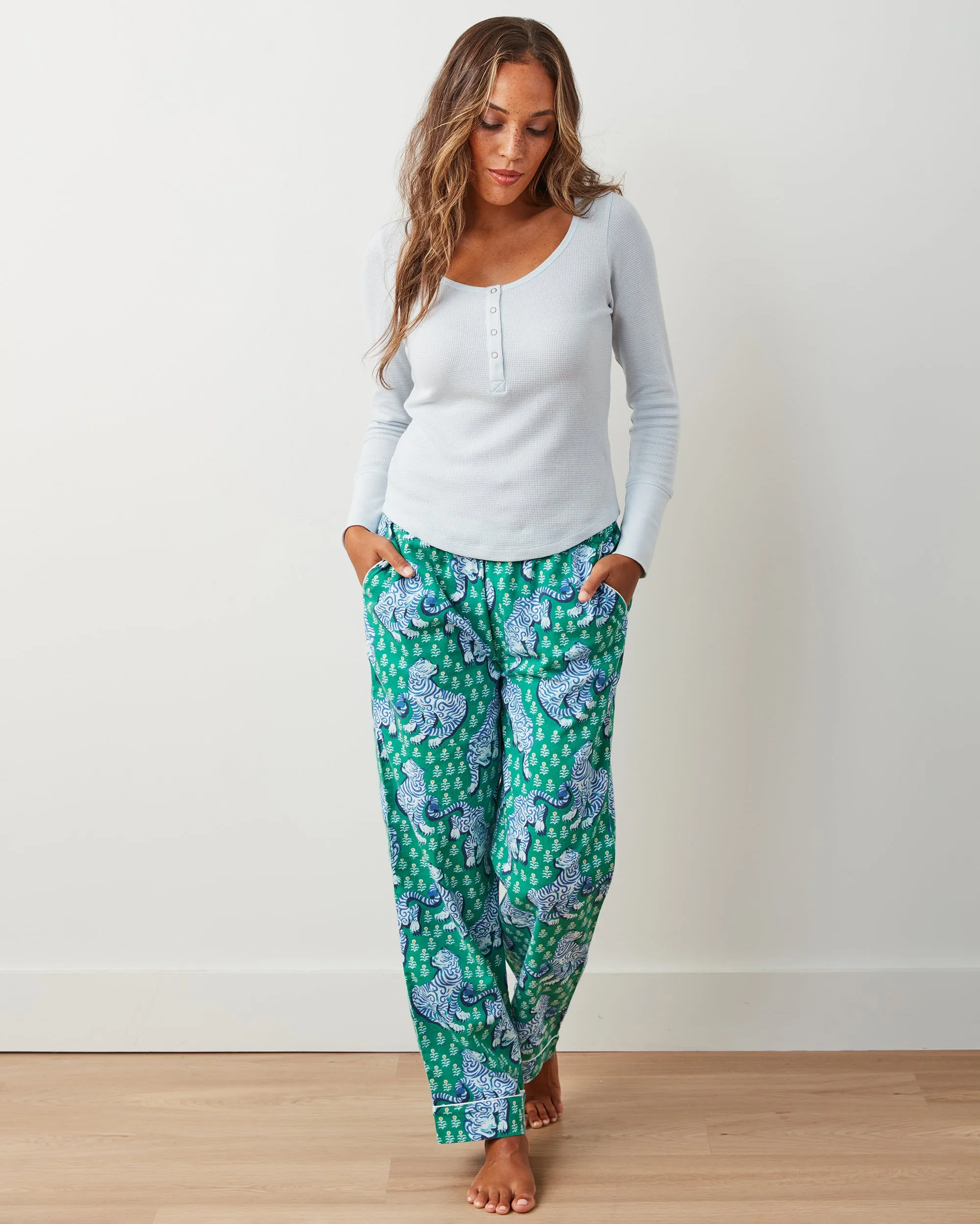 Tiger Queen - Petite Lightweight Flannel PJ Pant - Jade