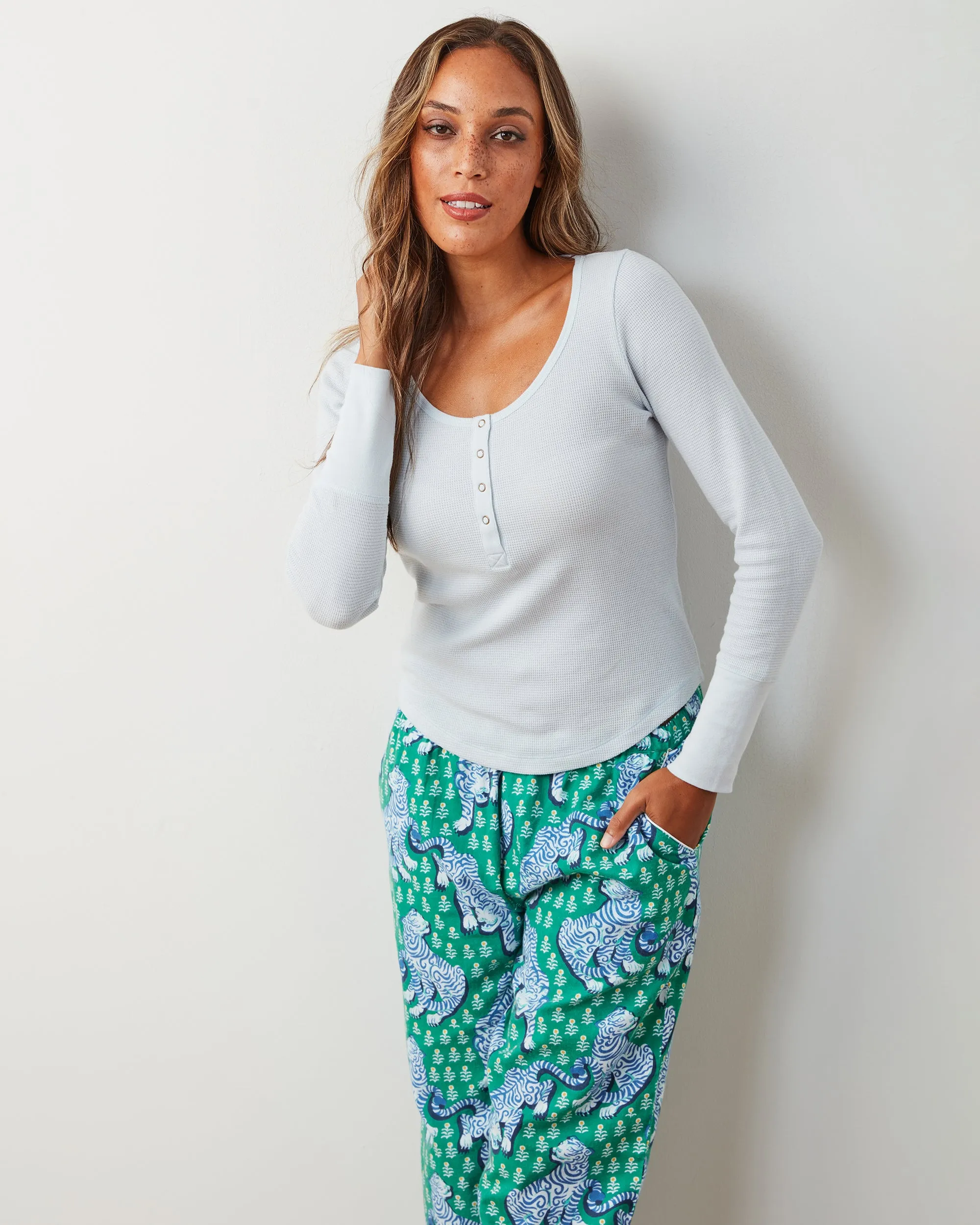 Tiger Queen - Petite Lightweight Flannel PJ Pant - Jade