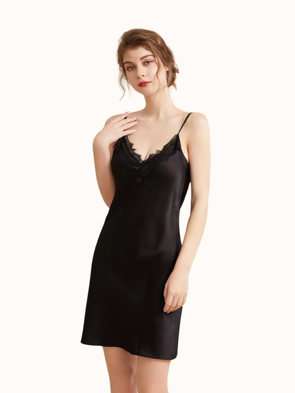 V-Neck Silk Chemise