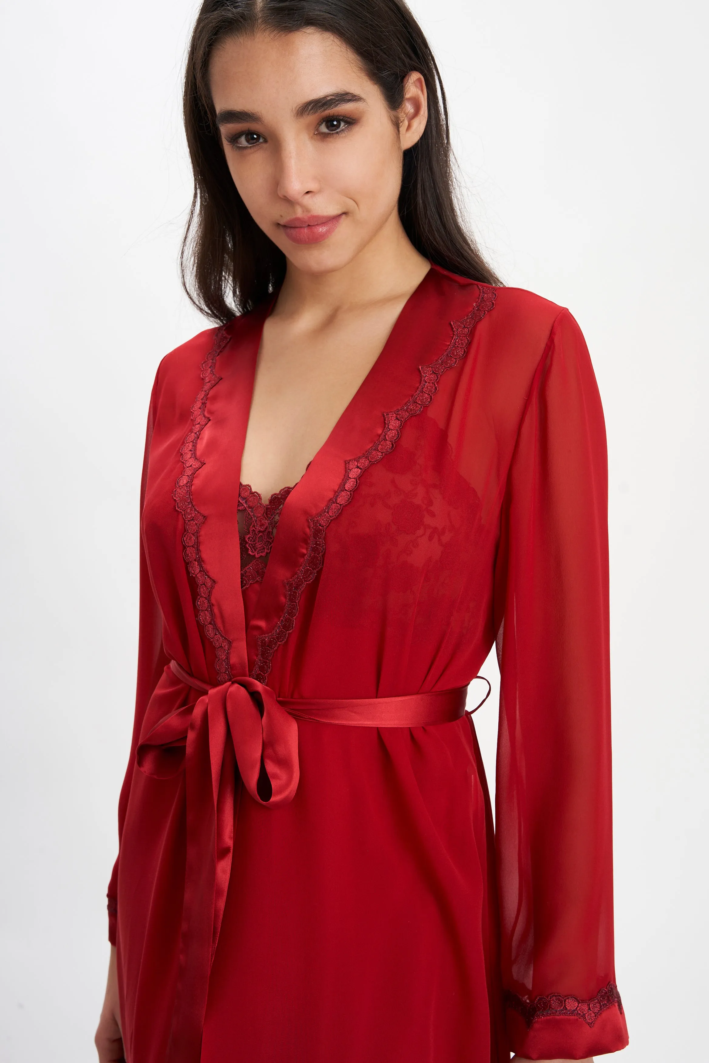 Vermilion Silk Robe