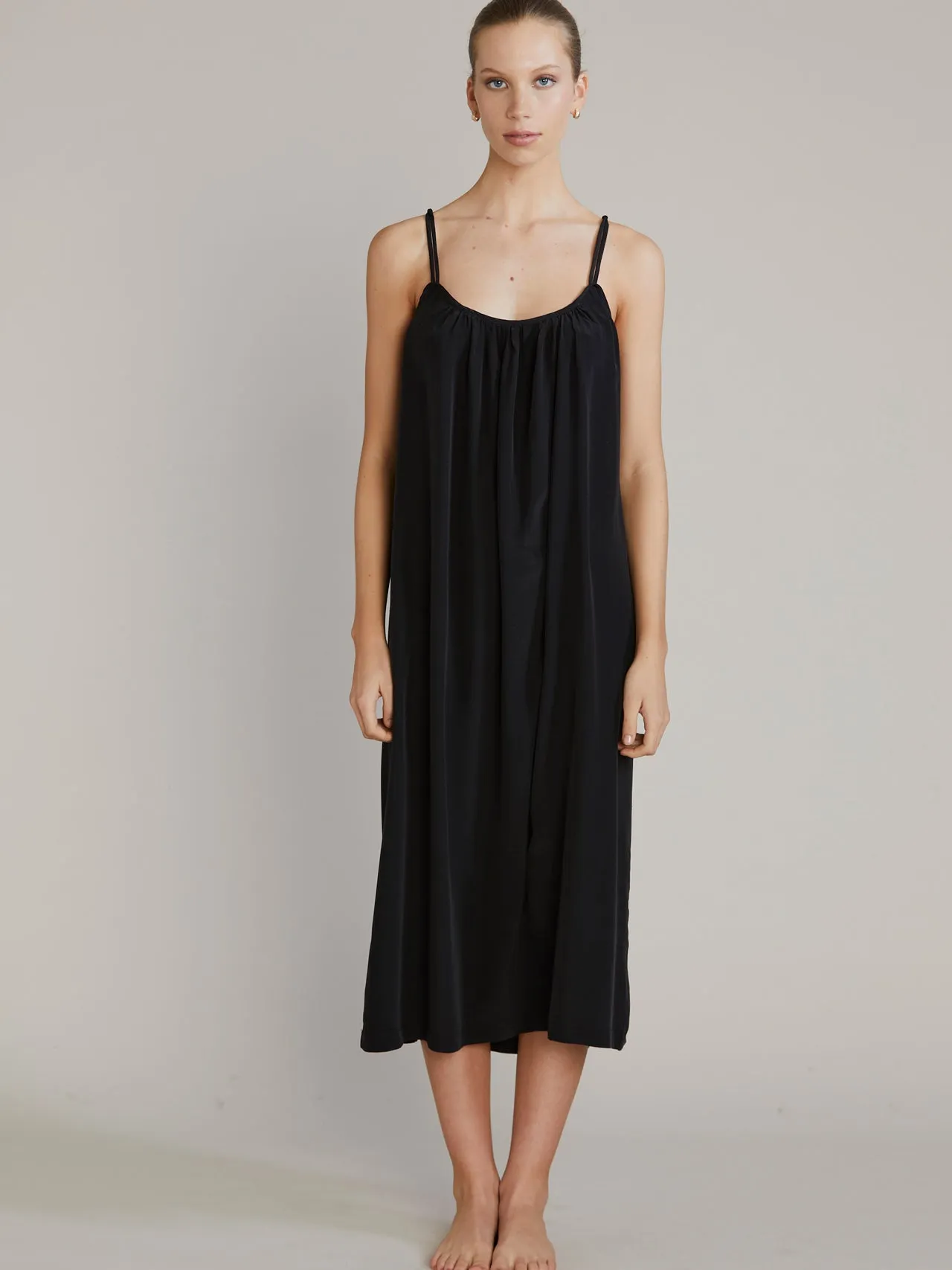 Victoria Silk Nightgown - Black