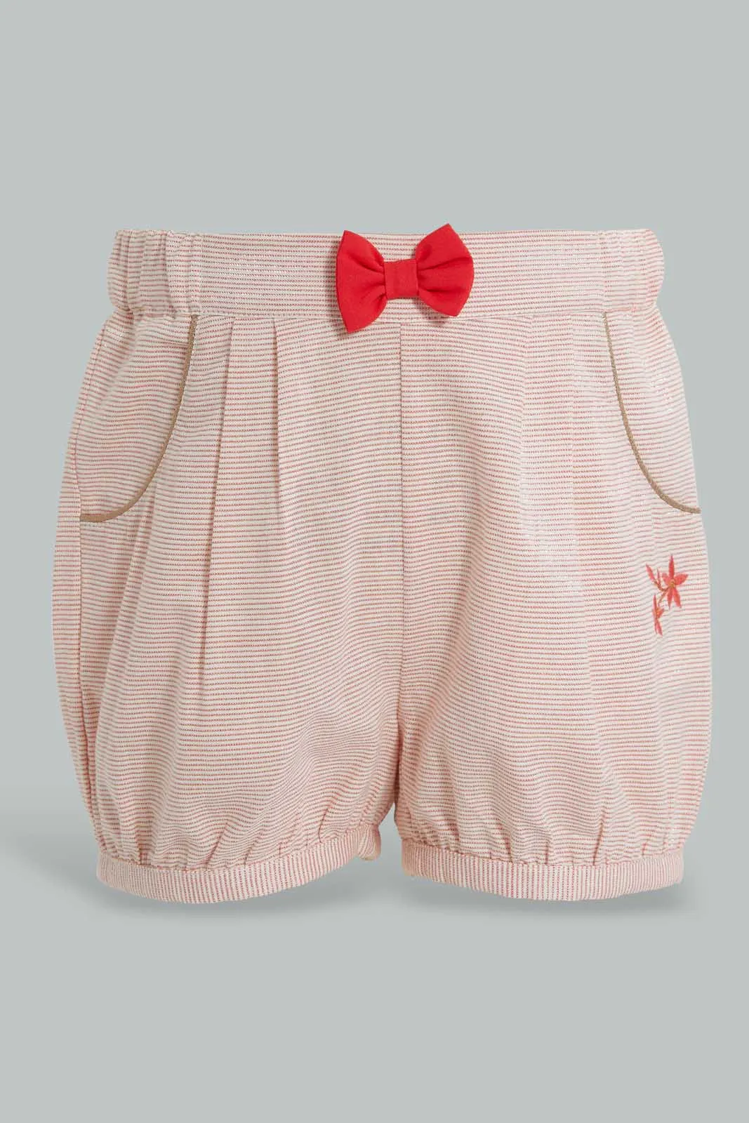 White And Red Casual Set For Baby Girls (2 Piece)