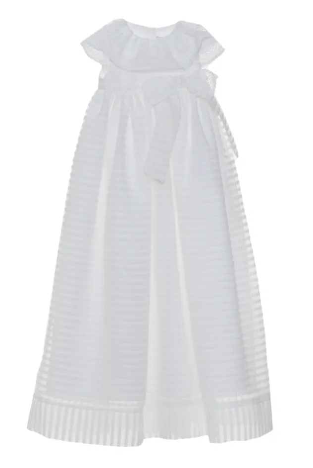White Patachou Girls Christening Robe and Bonnet 33291