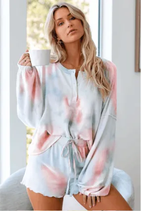 Womens Long Sleeve of 2 Piece Short Pajamas Set Nightwear Sleepwear Loungewear-Orange