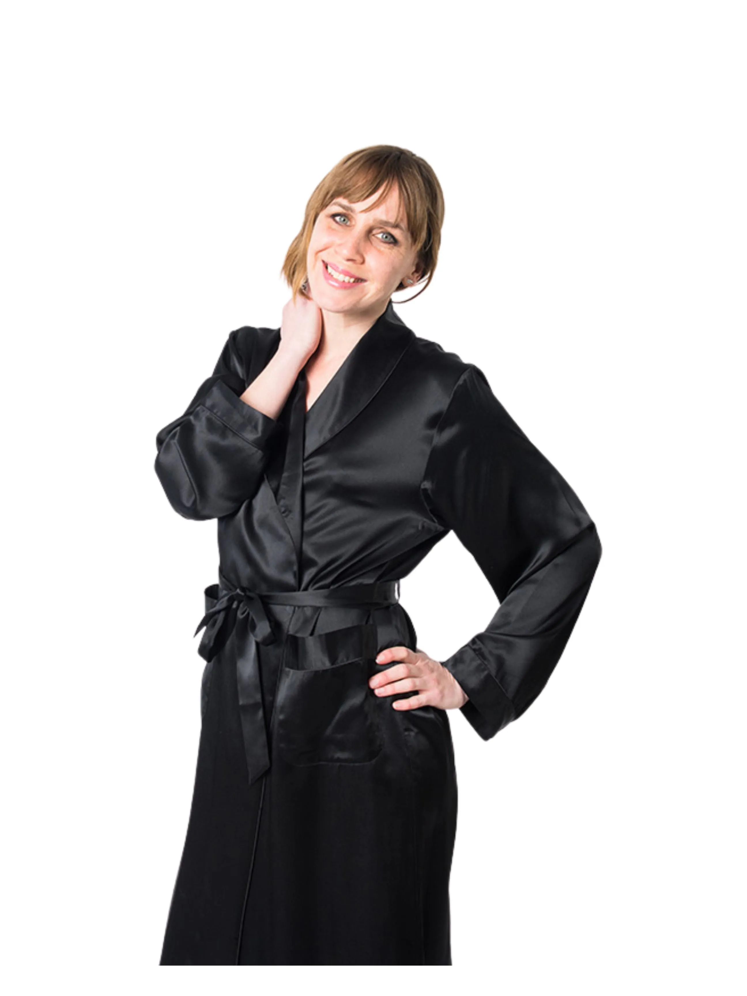 Women's  Mulberry Silk Robe Black