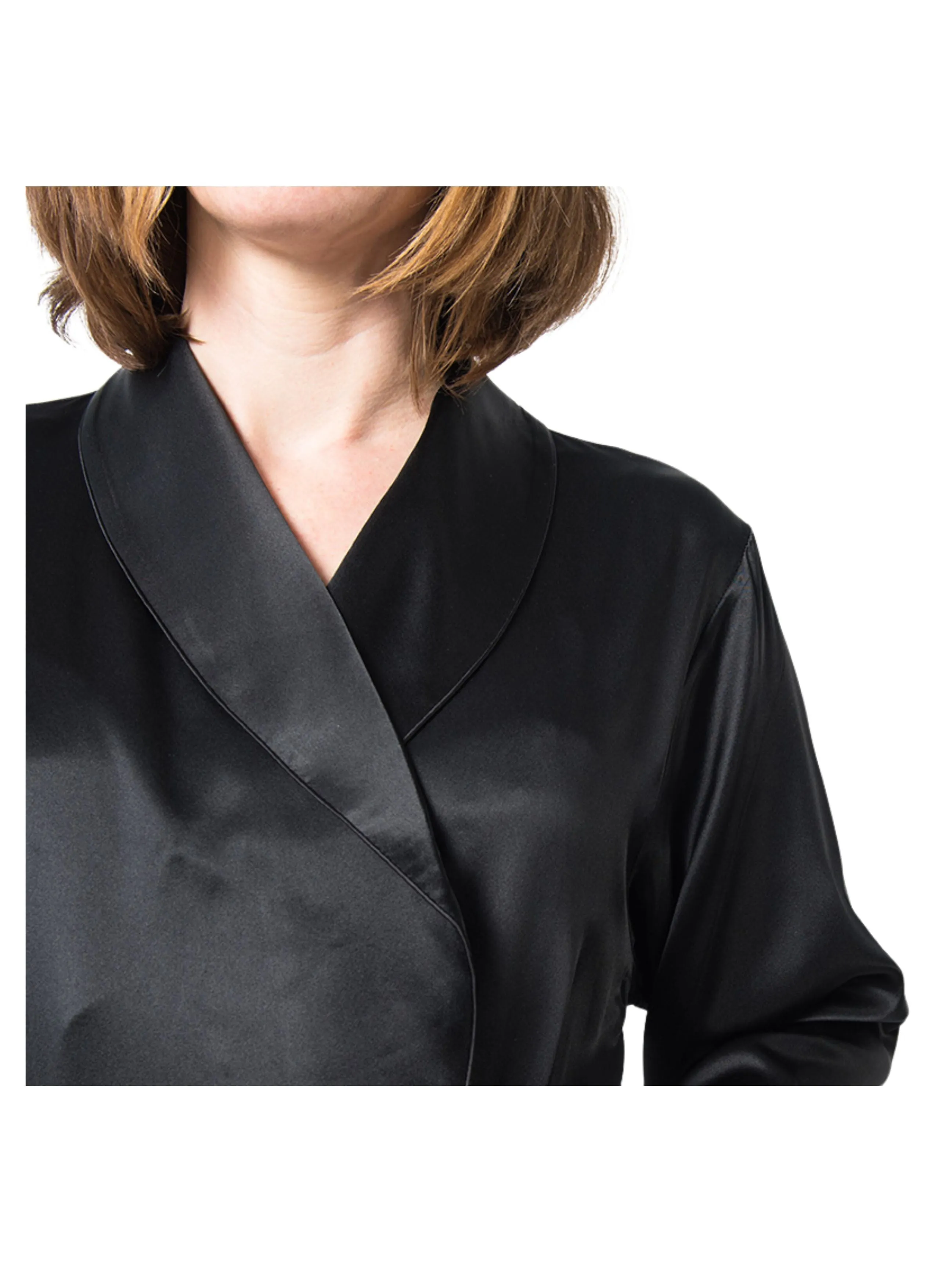 Women's  Mulberry Silk Robe Black