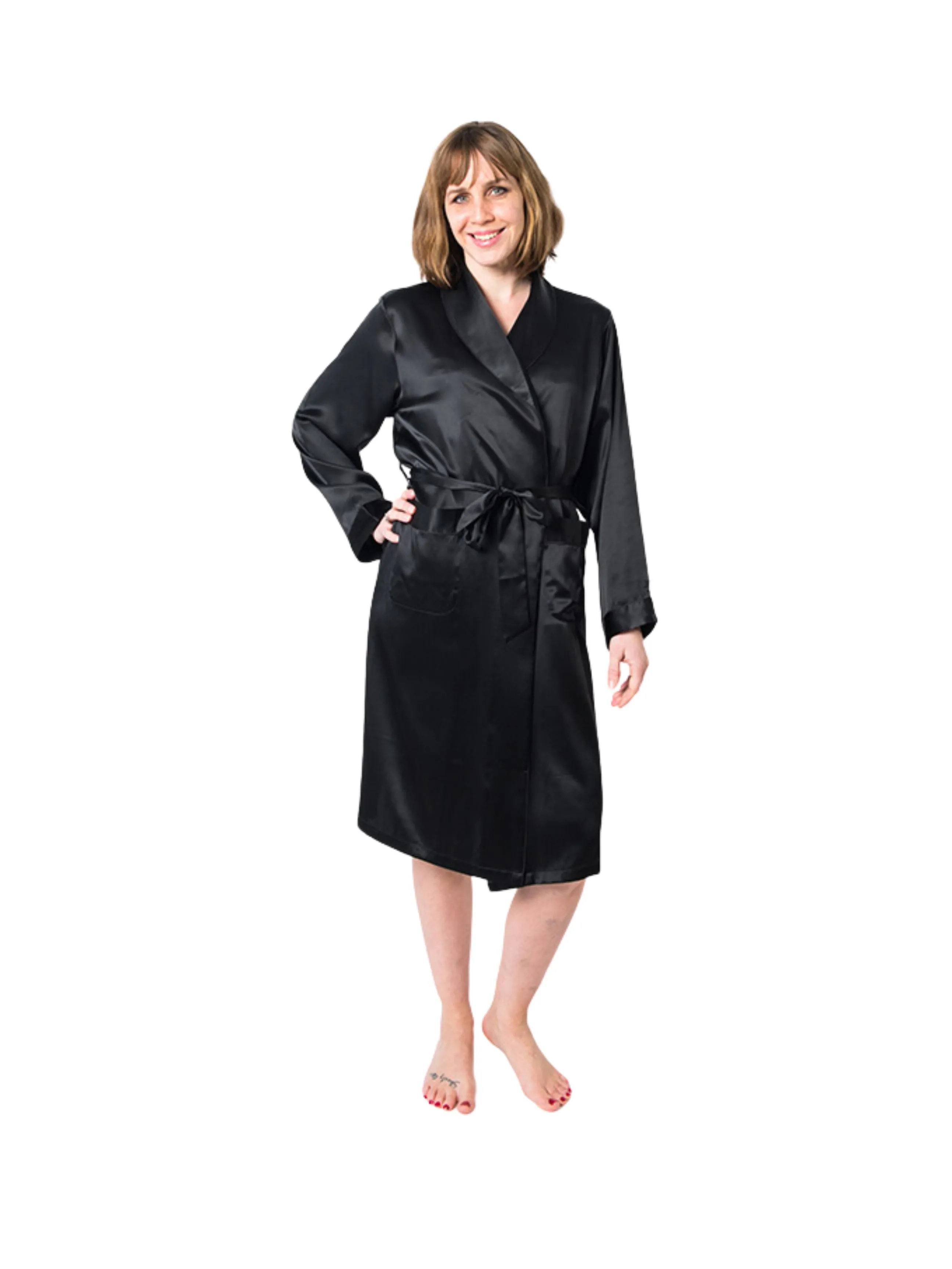Women's  Mulberry Silk Robe Black