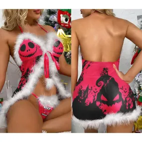 Women's Nightgown, Comfort Faux Fur Babydoll Matching Thong Sleepwear Set