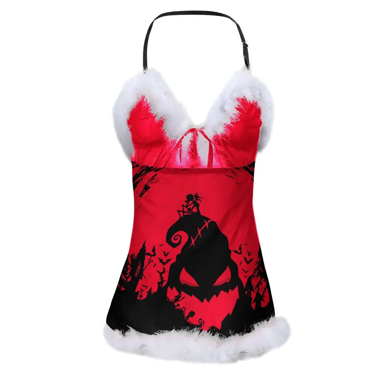 Women's Nightgown, Comfort Faux Fur Babydoll Matching Thong Sleepwear Set